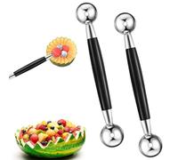 2 PCS Melon Baller Scoop, Double Sided Melon Baller, Double Sided Stainless Steel Round Melon Scoop Ice Cream Scoop, Melon Ball Scoop, Ice Cream Scoop Cookie Scoop Dessert Scoop for Fruit Ice Cream