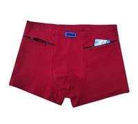 2 Pcs Men Hide Your Stash Boxer Briefs Secret Hidden Zip Pocket Underwear Cotton Travel Shorts Shows Fests Rave Undies(Red,XL)
