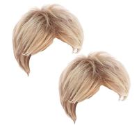 2 Pcs Mens Blonde Wig Short, 4 in / 10.2 cm Synthetic Hair Replacement Wig, Brown Golden Mixed Tones, Halloween Hair Wig for Costumes and Daily Wear, Natural Look Hairpiece