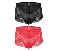 2 Pcs Mens Sexy Mesh Sheer Thong Underwear Bulge Pouch Panties Lingerie Breathable Stretch Underpants See Through Bikini Briefs Gay Crossdresser Sissy Girly Lingerie Male Athletic Supporter
