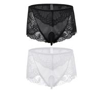 2 Pcs Mens Sexy Mesh Sheer Thong Underwear Bulge Pouch Panties Lingerie Breathable Stretch Underpants See Through Bikini Briefs Gay Crossdresser Sissy Girly Lingerie Male Athletic Supporter