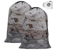 2 Pcs Mesh Laundry Bags 60x90cm Large Laundry Bags for Washing Machine with Drawstring, Washing Net Bag for Delicates Clothes Socks Underwear Bra Beddings Plush Toys (Black)