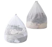 2 Pcs Mesh Laundry Bags, Machine Washable White Net Washing Backpack for Washing Machine Travel, Delicates, Bra, Toy Storage(30x40cm)