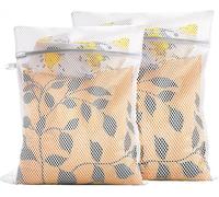 2 Pcs Mesh Laundry Wash Bag, Mesh Laundry Bag for Washing Machine, Delicates Wash Bag with Zips Reusable Washing Machine Wash Bag for Clothes, Socks, Underwear, Bra, 50x60cm
