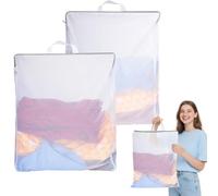 2 PCS Mesh Laundry Wash Bags with Zips, Fine & Honeycomb Mesh Bags for Washing Machine, Reusable Laundry Bags for Delicates, Shirts, Socks, Underwear, Bras