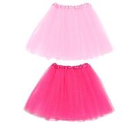 2 Pcs Mesh Skirts for Women, Dance Performance Clothes, Ballet Skirts, Elastic Mesh Skirts, Party Performance Clothing, Women's Clothing Rose Red