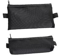 2 Pcs Mesh Zipper Case Storage Bag Transparent Mesh Organizer Cosmetic Tetry Bag Stationary Pouch for Office, (Black), Stationary Supplies