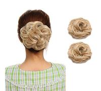 2 pcs Messy Hair Bun Scrunchies Hairpieces HairPiece Bun Updo Ponytail Hair [Light Blond/Blond]