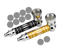 2 Pcs Meta Smoking Pipes,Portable Pocket Decor Tobacco Pipes Mini Pipe Holder Detachable Cigarette Pipes with 10 Screen Filters for Father HusHusband Boyfriend Gifts,Smoking Accessories