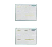 2 Pcs Metal-Adhering Weekly Planner for Refrigerator, Large Dry Erase Chore Chart for Fridge, Undated Reusable Calendar with Writing Lines and Notes Section, Blue, for Family Meal Planning