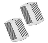 2 Pcs Metal Beard hair Comb for Men - Stainless Steel Pocket Mustache Comb, Dual Action Fine & Wide Teeth, Credit Card Size, Anti-Static, Lice Remover, Barber Styling - Silver