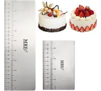 2 PCS Metal Cake Scraper Buttercream Smoother for Birthday Cake Icing Scraper Stainless Steel Pastry Spatula Cutter Cake-Edge Decorating Tools for Wedding Party Cream Baking