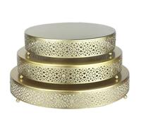 2 Pcs Metal Cake Stand,12" 14" 16" Large Round Cupcake Dessert Stand Cake Display Holder Decor for Wedding Party Birthday Baby Showers Anniversary Cake Pedestal Display Plate,Gold