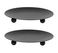 2 PCS Metal Candles Tray Candle Plate Pillar Candle Holder Coaster Decorative Iron Pillar Candles Plate Black Iron Plates Holder for Incense Cones Spa (3.54×3.54×0.51inches)