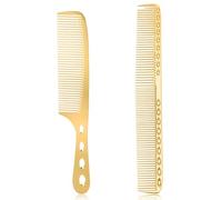 2 PCS Metal Comb for Men Gold Fine Tooth Comb Aluminum Cutting Comb Metal Hair Styling Comb Set Metal Rat Tail Comb Professional Barber Comb, Detangling Comb Anti Static Metal Combs for Hair Women