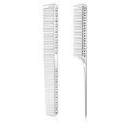 2 PCS Metal Comb for Men, Space Aluminum Stainless Steel Fine Tooth Comb, Anti-Static Professional Barber Hair Styling Combs Unbreakable Metal Haircut Hair Combs for Men Women, Heat Resistant