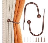 2 Pcs Metal Curtain Holdbacks, Curtain Tie Backs Hooks, Curtains U-Shaped Hook Wall Mounted Window Curtain Holder Hooks with Screws Drapery Holdbacks for Fixed Curtain or Hanging Items (2, Rose Gold)