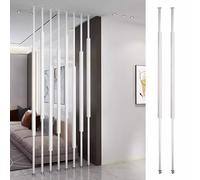 2 Pcs Metal e Room Divi Floor to Ceiling Woo Slats Partit Customizable Wall Separator for Bed Living Room Cubicle White 100cm (3.2ft)