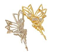 2 Pcs Metal Elf Claw Clips With Rhinestones Angel Crystal Hair Clips Gold and Silver Rhinestone Pixie Hair Accessory Unique Claw Clips for Thick Hair