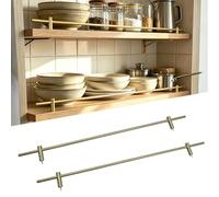 2 Pcs Metal Gallery Shelf Rail for Hanging Shelves, 16in Spice Rack Guard Rail with Brackets, Easy Installation, Perfect for Home Decor (Gold)
