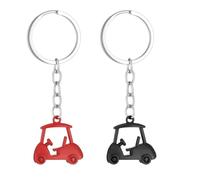 2 Pcs Metal Golf Cart Key Chain, Zinc Alloy Golf Keychain Red Black Sparklely Golfcart Keychain Golf-Cart Pendant Keyring, Golfs Style Key Chains Golfs Car Pendant Keyring for Golfer Lover Present