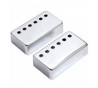2 pcs Metal Humbucker Pickup Covers for Electric Guitar, 50 mm and 52 mm Pole Spacing, Nickel Chrome Gold Finish, Compatible with LP Style Guitars, 6 Holes, Guitar Parts