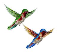 2 PCS Metal Hummingbird Wall Hanging, Wall Art Decor Hummingbird for Home Garden Fence, Wrought Iron Colourful Hummingbird Wall Sculpture