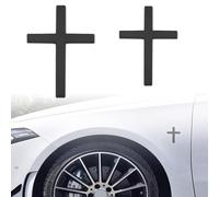 2 Pcs Metal Jesus Christ Cross Badge Stickers, Metal Cross for Car, Alloy 3D Individual Car Cross Sticker, Self Adhesive Scratch Covering Metal Cross Auto Emblem Decal (Black)