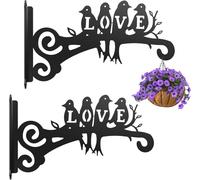 2 PCS Metal Plant Hangers,Outdoor Hanging Basket Brackets with Bird Design -Heavy Duty Plant Hooks Rust- Resistant for Plants, Bird Feeders,Wind Chimes,Lanterns - Home Garden Decor (Black 2 PCS)