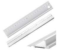2 PCS Metal Ruler for Cutting, Dual Size Aluminium Rulers with Measurement Markings, 20 cm and 30 cm Steel Ruler for Painting Tools and Craft Projects