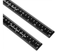 2 Pcs Metal Ruler Kit, Stainless Steel Rulers with Centimeters Millimeters Inches, High Contrast Metal Quilting Rulers for Office School(12 Inch+16 Inch, Black)