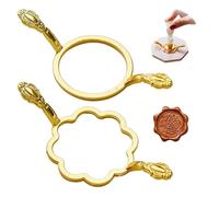 2 Pcs Metal Seal Wax Molds, Candle Stamp Molds, Self-Adhesive Wax Seal Set for 1 Inch, Handmade, Envelope Greeting Cards (Flower Shape, Round)