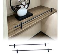 2 PCS Metal Shelf Guard Rail Anti Fall, Floating Shelves Barrier Rod for Pantries Closet Kitchen, Wooden Rack Front Fence Guardrails with Screws(Matte Black,32in(81cm))