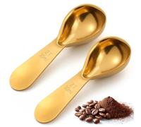 2 PCS Metal Stainless Steel Coffee Scoop Set, Ergonomic Measuring Spoon(30ml) Short Handle Tablespoon Durable Tablespoon Easy to Use and Clean for Ground Coffee Protein Sugar Cereal,Etc(Gold)