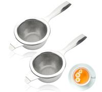 2 PCS Metal Tea Strainers for Loose Teas, Fine Mesh Tea Strainer Fine Mesh with Handle, Teas Fines Strainer Mini Sieve Sieves and Strainers for Tealeaf Coffee Kitchen Tool