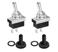 2 Pcs Metal Toggle Switch On/Off 12V 25A SPST 2 Position 2 Pin, Momentary Toggle Switch Waterproof Rocker KN3(D)-101 with Rubber Cover for Automotive, Electrical Projects, DIY and Power Equipment