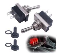 2 PCS Metal Toggle Switch, SPST ON/Off KN3D-101 Toggle Rocker Switch 12V 20A 2 Position 2 Pin Waterproof with Rubber Cover for Car Dash Light Dashboard Panel Electronic Devices and DIY Projects