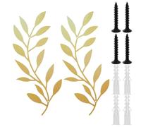 2 Pcs Metal Tree Leaf Wall Decor,Decorative Vine Olive Branch Leaf Wall Art,Elegant Wrought Iron Scroll for Living Room Bedroom Bathroom Decorations,40x16cm (style1)