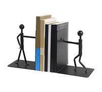 2 PCS Metal Unique Abstract Human Shape Bookends, Heavy Duty Iron Bookends for Shelves, Black Coated Non-Slip Book Stopper for Office Desk
