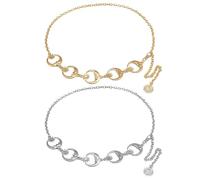 2 PCS Metal Waist Chain Belt Adjustable Silver&Gold Chain Belt Moon Star Link Belt Fashion Sun Body Belly Belt Chains for Women Girls Jeans Dress Coat Decorative