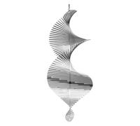 2 Pcs Metal Wind Spinner, 15.4 x 5.1 in 3D Spiral Wind Spinners Outdoor with Teardrop Pendant, Silver Steel Hanging Decor for Garden Yard Patio Home Art Ornament