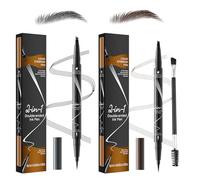 2 PCS Microblading Eyebrow Pen, 4-Fork Microblade Eyebrow Pen, Creates a Natural and Realistic Hair-Like Makeup Effect That Lasts a Long Time (Gray, Dark Brown)