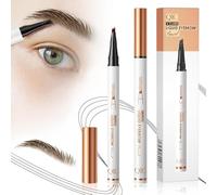 2 Pcs Microblading Eyebrow Pencil, 2025 Upgraded 3D Waterproof 4-Tip Eyebrow Pen, Natural Makeup Long-Lasting Fine Stroke Magic Brow Pencil for Women Stay on All Day (Black Brown)