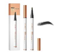 2 Pcs Microblading Eyebrow Pencil, 2025 Upgraded 3D Waterproof 4-Tip Eyebrow Pen, Natural Makeup Long-Lasting Fine Stroke Magic Brow Pencil for Women Stay on All Day (Black)