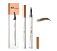 2 Pcs Microblading Eyebrow Pencil, 2025 Upgraded 3D Waterproof 4-Tip Eyebrow Pen, Natural Makeup Long-Lasting Fine Stroke Magic Brow Pencil for Women Stay on All Day (Black Brown(2 Pcs))
