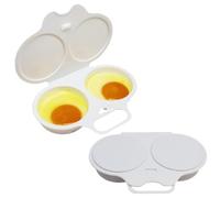 2 Pcs Microwave Egg Poacher, Quick Eggs Steamer Easy Poached Egg Maker Non-Stick Dual Cups Perfect Breakfast for Kitchen Livingroom Men Women Family