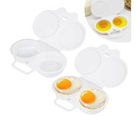 2 Pcs Microwave Egg Poacher, White Microwave Egg Cooker 2 Cups with 7cm (2.75 inch) Diameter, Quick Poached Egg Maker Reusable Poached Egg Moulds Boiler Poacher for Home Easy Breakfast