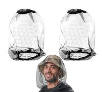 2 PCS Midge Head Net, Nylon Midge Net Head Cover, Fine Mesh Mosquito Head Net, Mosquito Head Protecting Net Hat Face Neck Net Covering for Outdoor Hiking Camping Fishing Climbing Walking