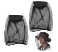 2 Pcs Midge Head Net Nylon Mosquito Head Protecting Net Midge Net Head Cover Fly Insects Bugs Preventing Cover for Outdoor Hiking Camping Fishing Climbing Walking Black