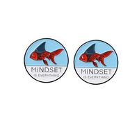 2 Pcs Mindset is Everything Enamel Pin, Lucky Red Koi Shark Goldfish Lapel Pin, Inspirational Motivational Phrase Metal Alloy Badge